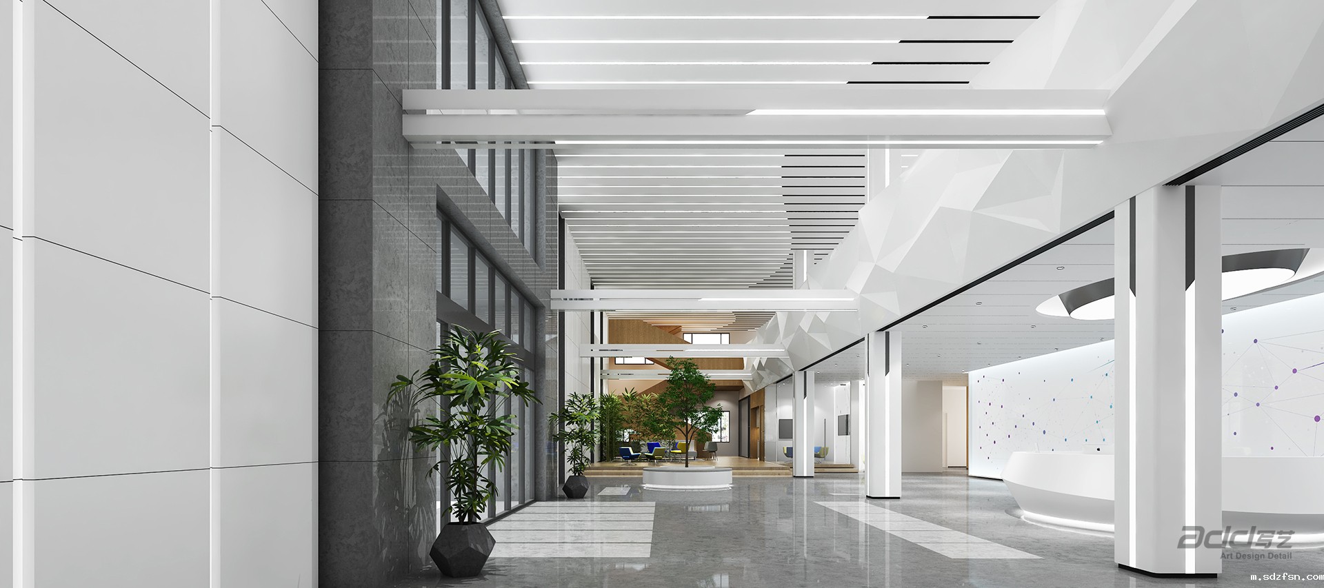 明源云办公楼设计装修 大堂另角度 -pc